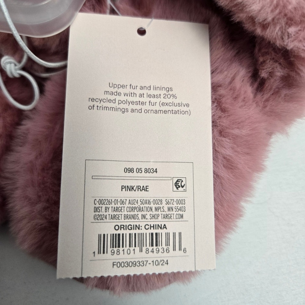 Auden Metallic Fuzzy Slides Slippers‎ Pink Rae L 9/10 - Picture 7 of 7